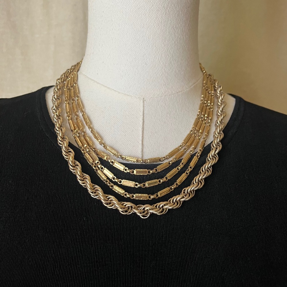 Monet Gold & Silver Tone Multi Strand Chain Statement Necklace Adjustable